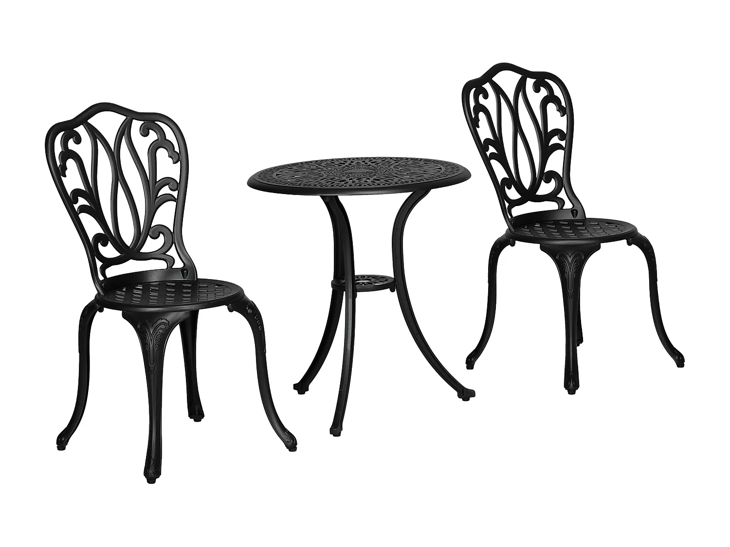 Set da giardino 3pz con 2 sedie e tavolino in vetro nero