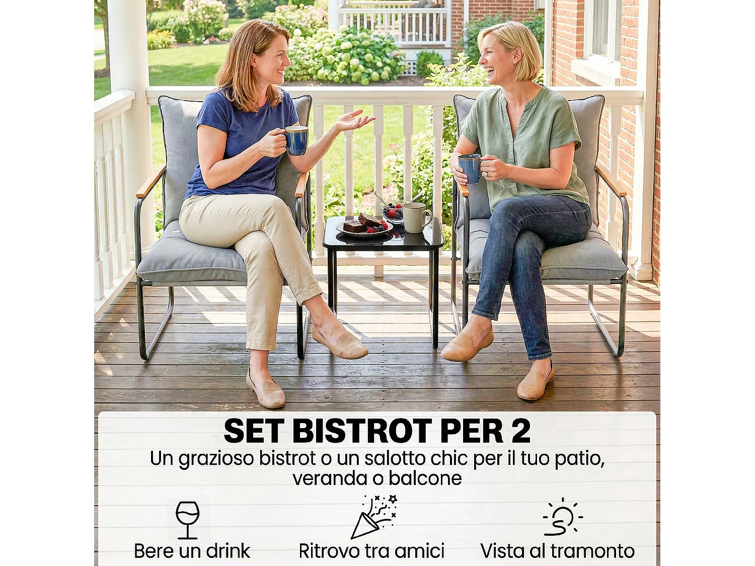 Set bistrò 3 pezzi in metallo grigio scuro