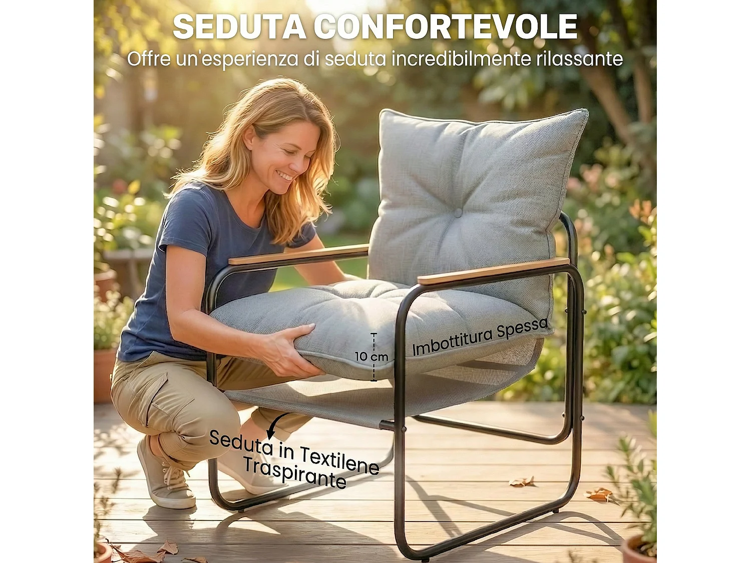 Set bistrò 3 pezzi in metallo grigio scuro