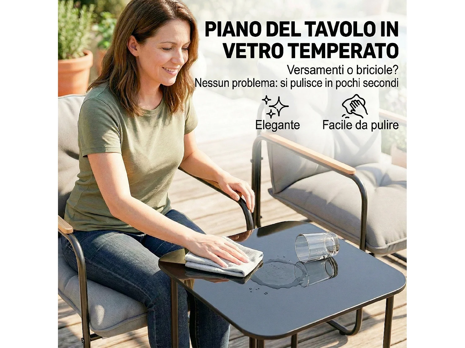 Set bistrò 3 pezzi in metallo grigio scuro