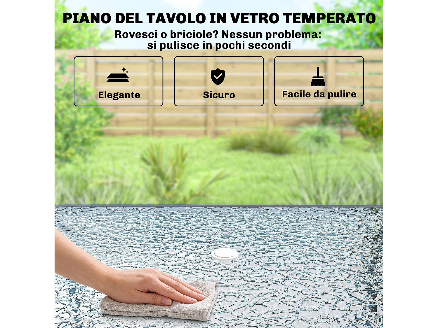 Set da giardino con ombrellone, 6 sedie e tavolo grigio