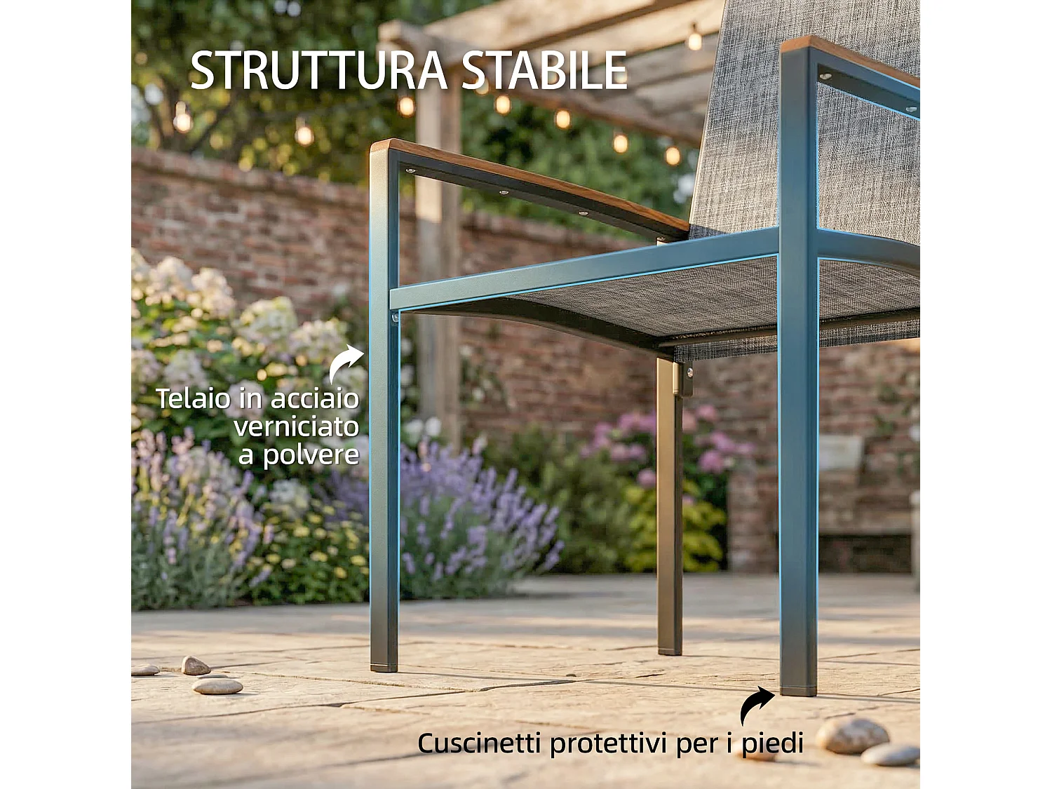 Set bistrò da giardino 3 pezzi in metallo grigio misto