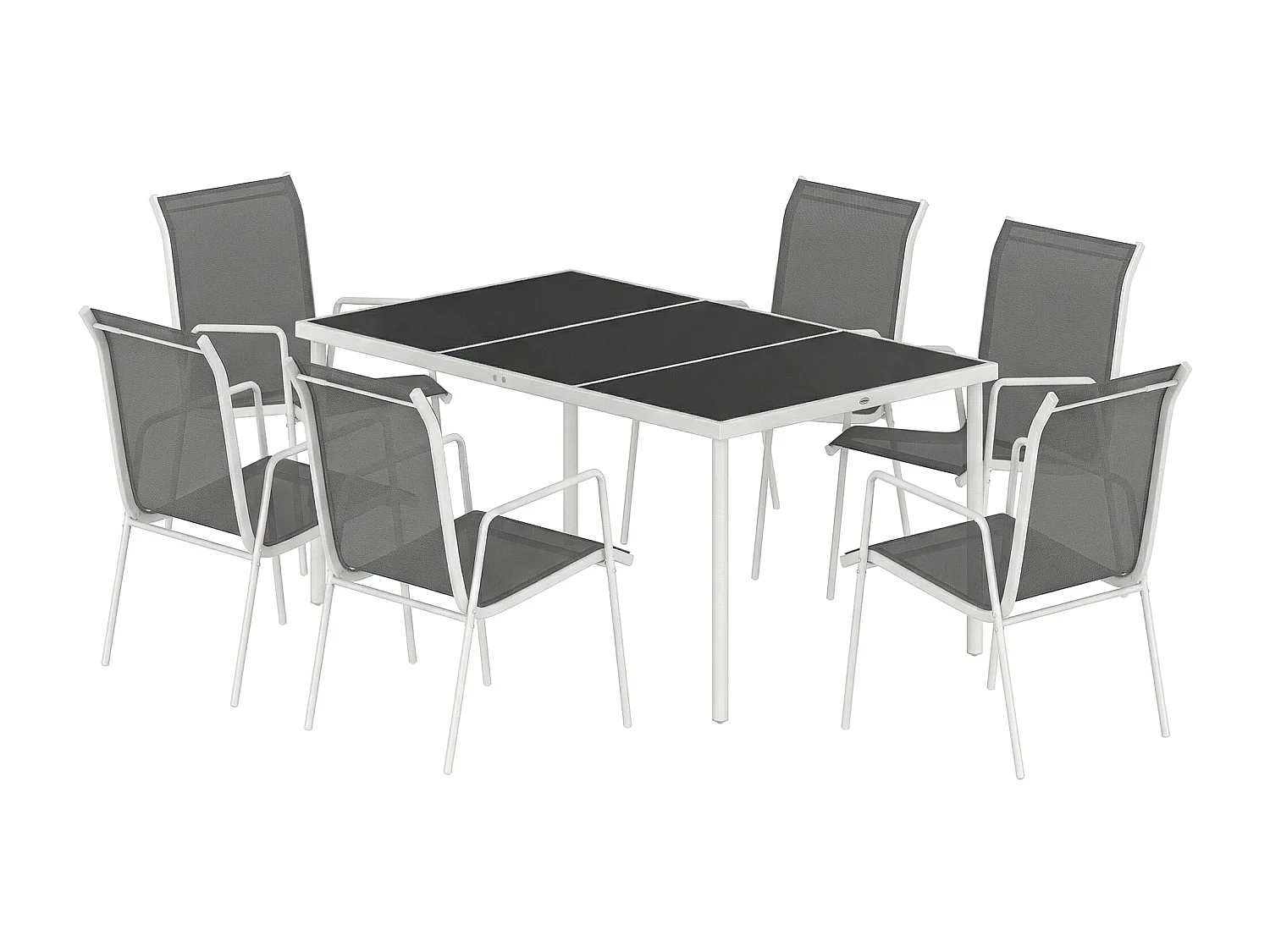 Set da pranzo 7 pezzi metallo e vetro grigio