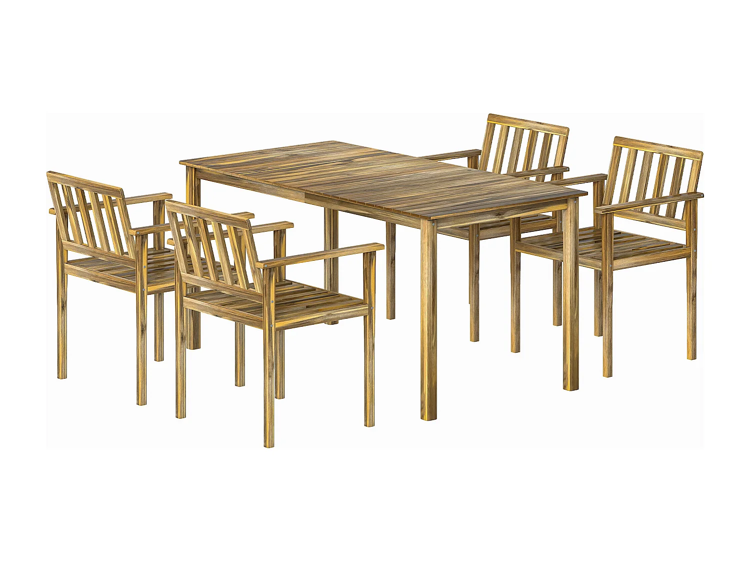Set da pranzo 5 pezzi in legno di acacia teak