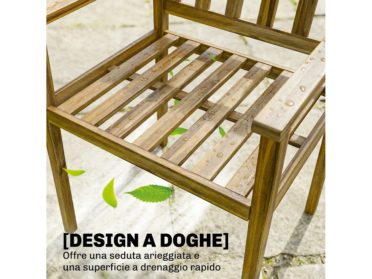 Set da pranzo 5 pezzi in legno di acacia teak