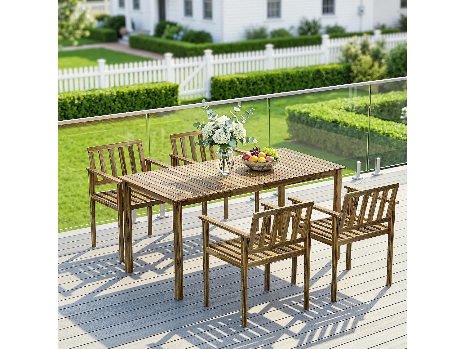 Set da pranzo 5 pezzi in legno di acacia teak