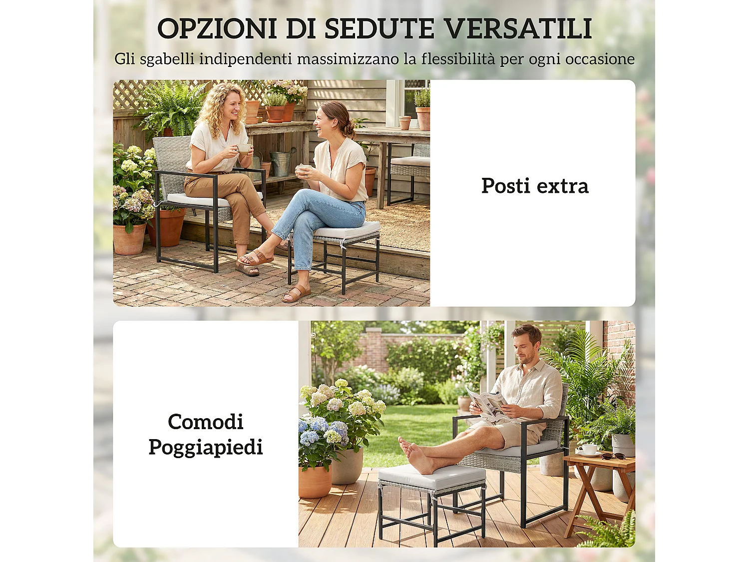 Set da pranzo 11 pezzi da giardino in rattan grigio