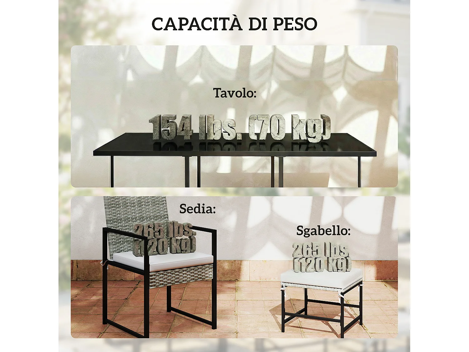 Set da pranzo 11 pezzi da giardino in rattan grigio