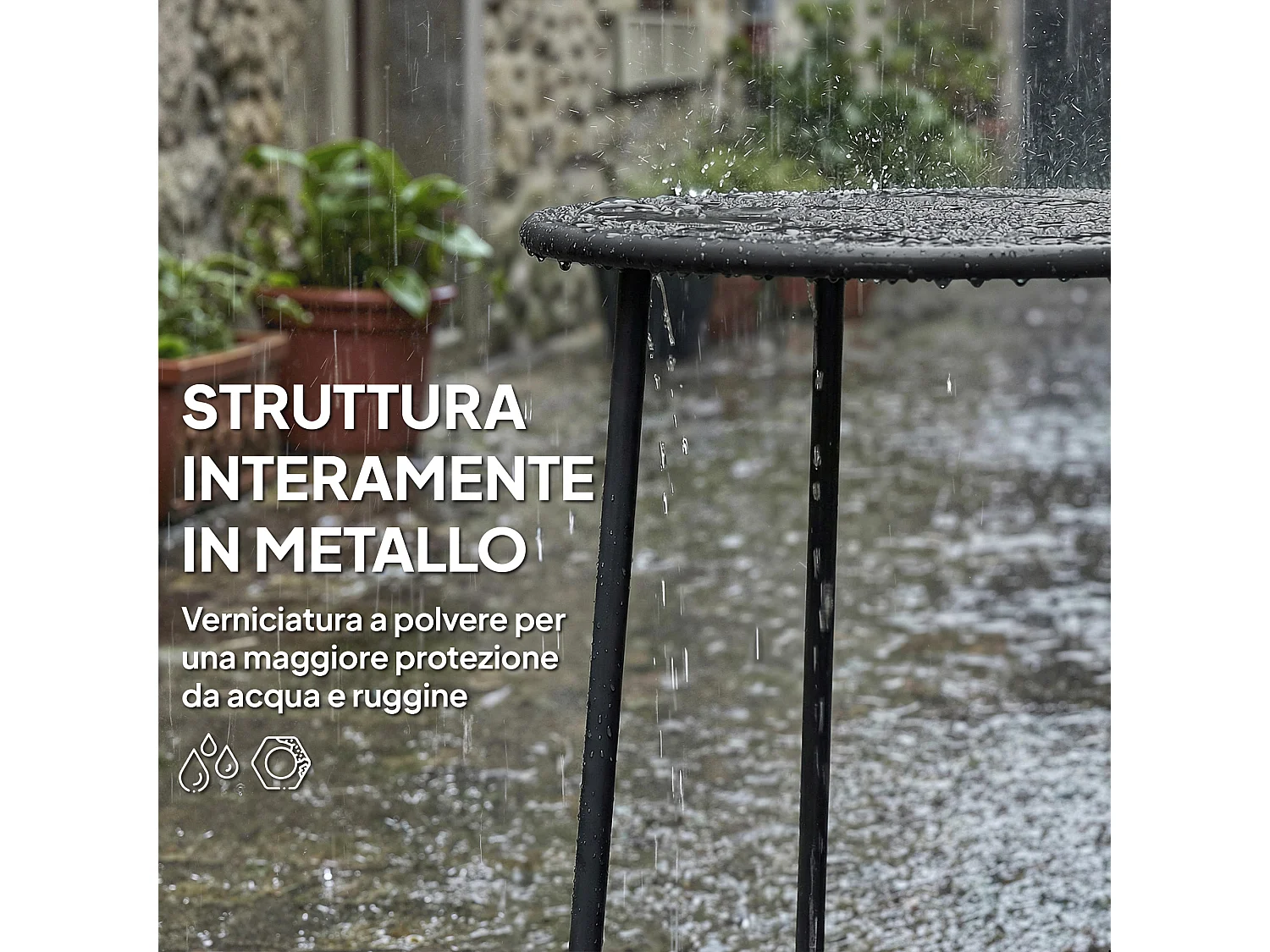 Tavolino da caffè rotondo da esterno in metallo nero