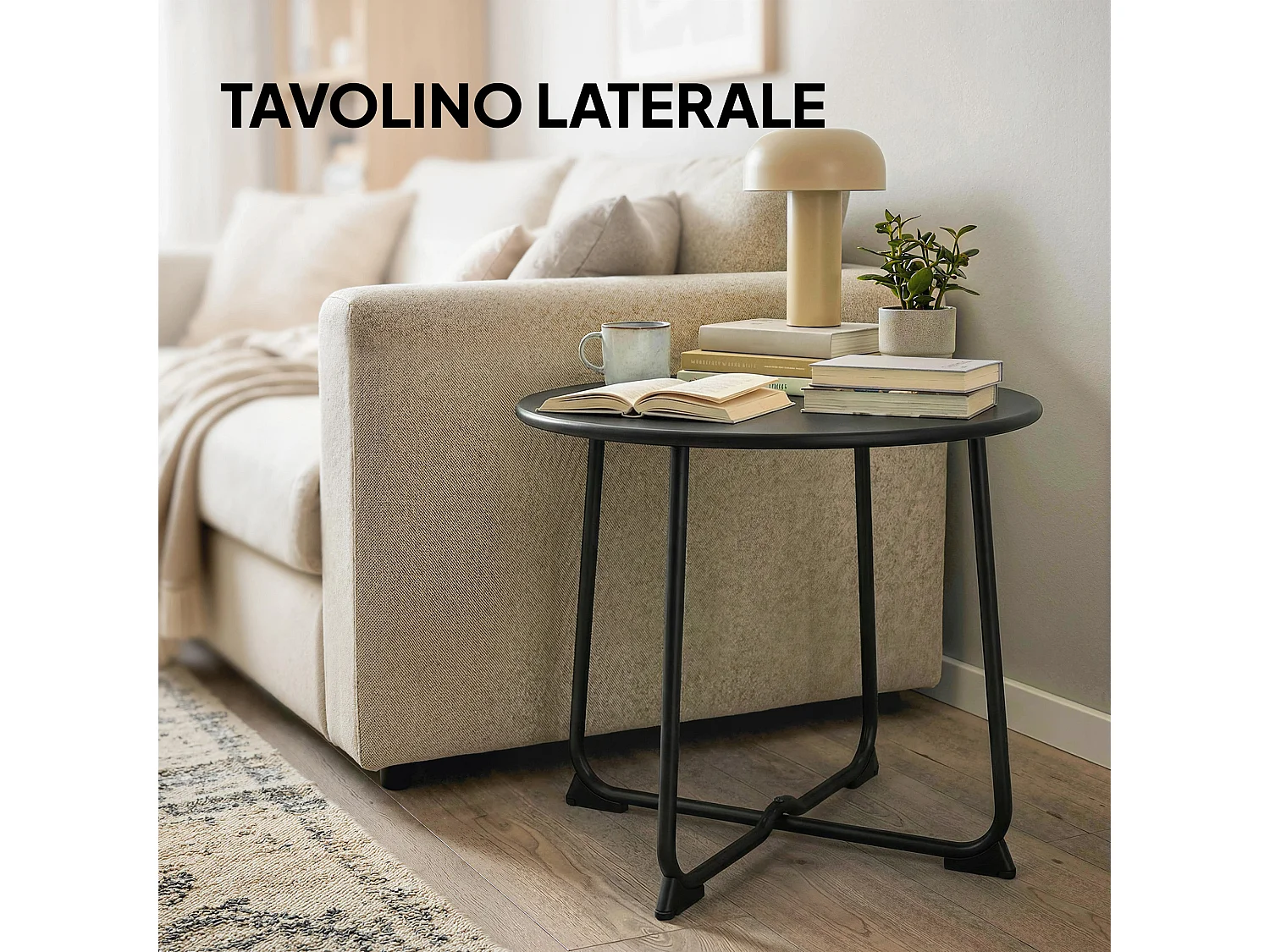 Tavolino da caffè rotondo da esterno in metallo nero