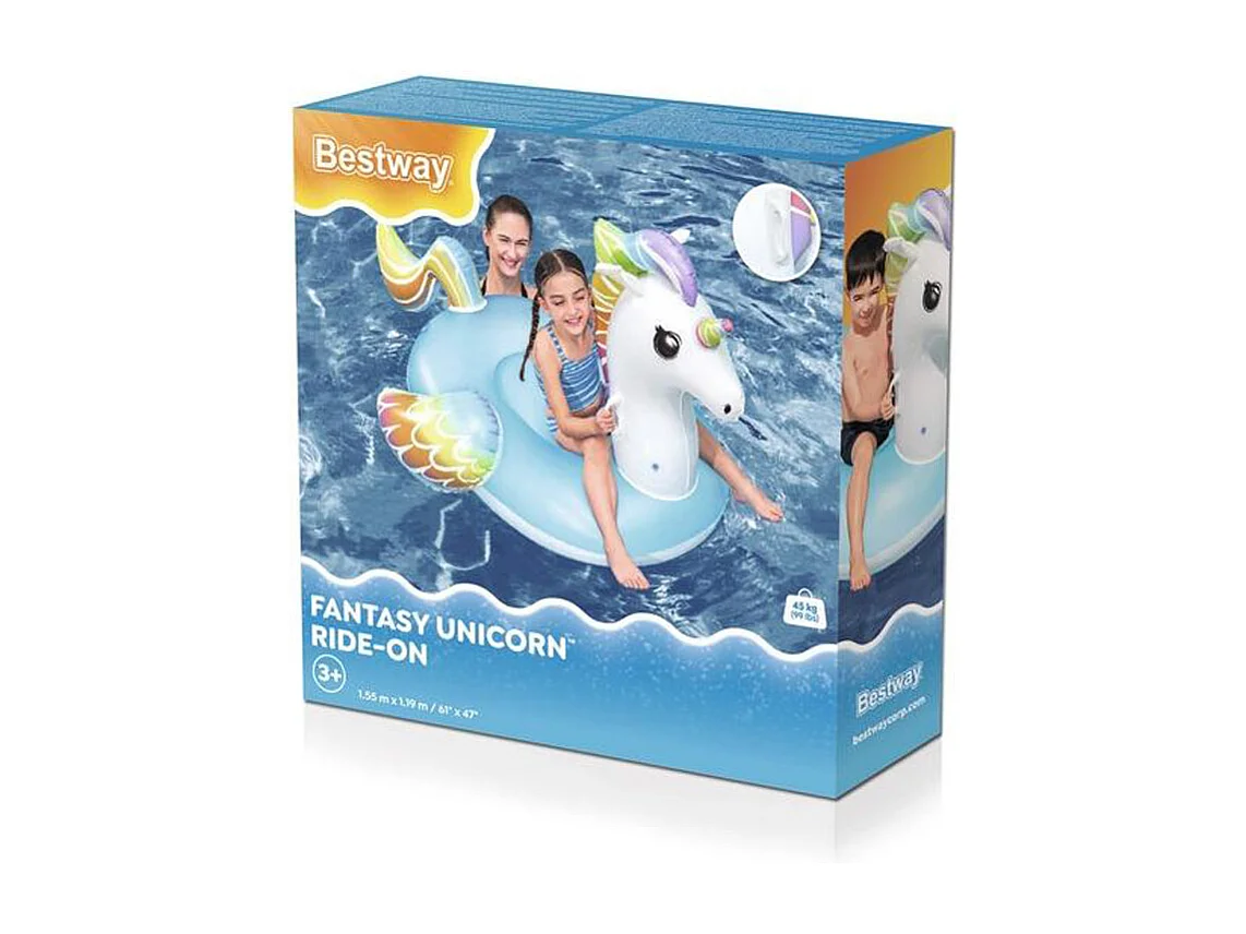 Opblaasbare Eenhoorn Ride-On 155cm - Multicolor, Kindvriendelijk, 150x117cm