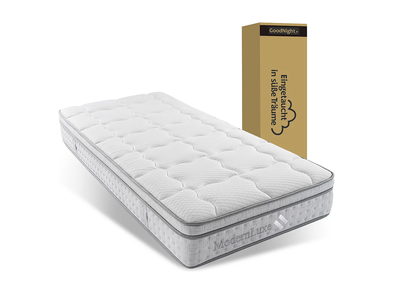 Matelas à ressorts - 90 x 200 cm - 7 zones - en mousse froide de 25 cm d'épaisseur - Polyester - blanc