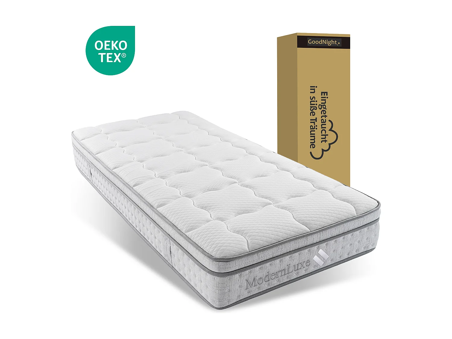 Matelas à ressorts - 90 x 200 cm - 7 zones - en mousse froide de 25 cm d'épaisseur - Polyester - blanc