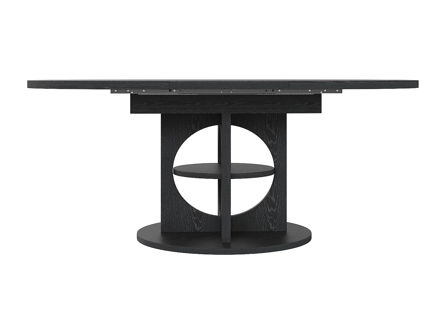 Table à manger extensible - 110/150 x 110 x 76 cm - pour 4 à 6 personnes - avec rangement - MDF - noir
