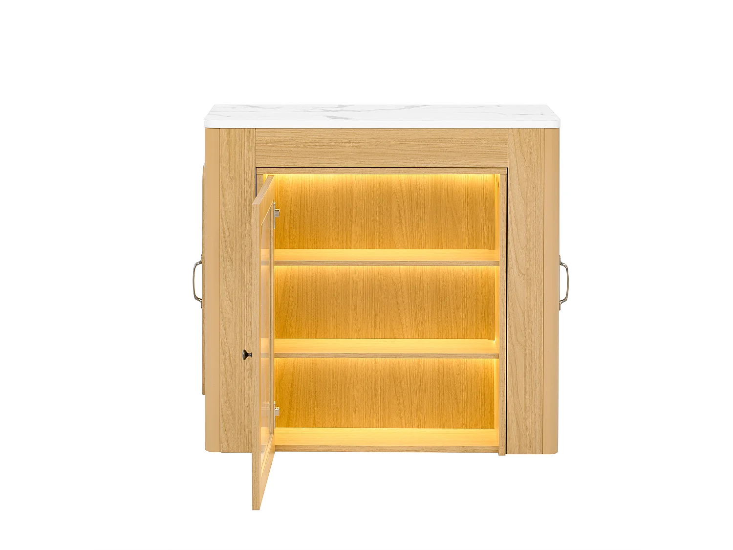 Table à manger extensible avec plateau amovible - 83 x 39.6/79.6/149.6 x 77 cm - avec rangement - MDF + verre - naturel