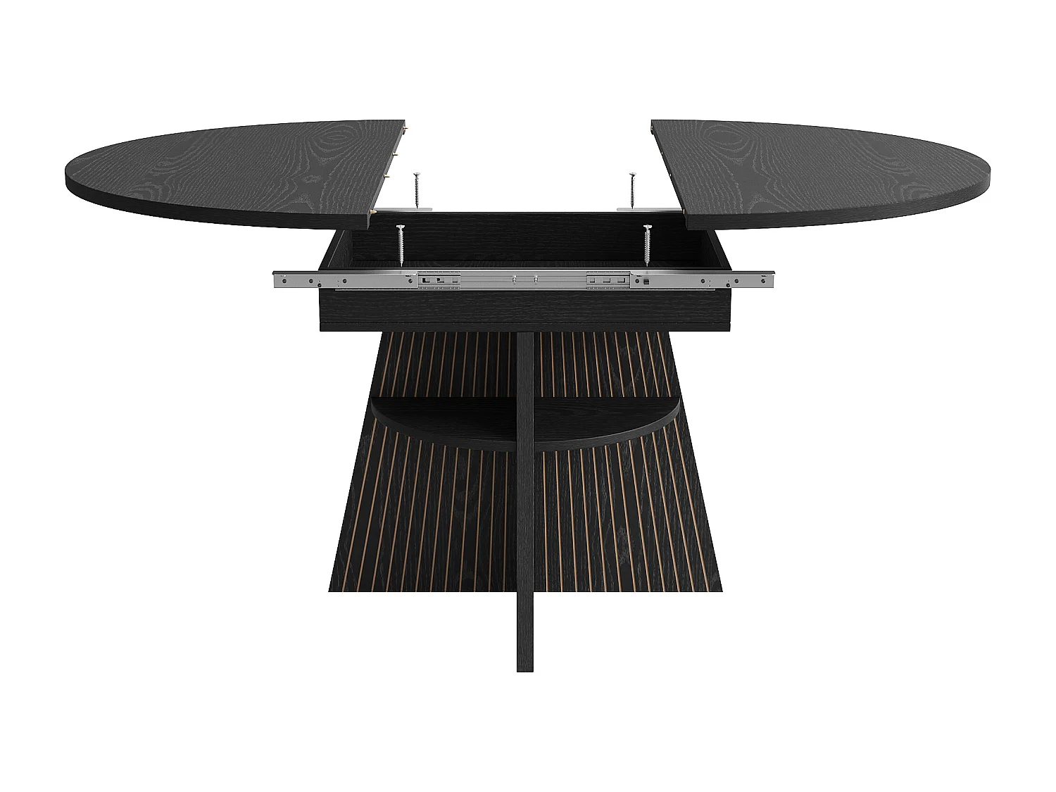 Table à manger extensible - 110/150 x 110 x 76 cm - pour 4 à 6 personnes - avec rangement - MDF - noir