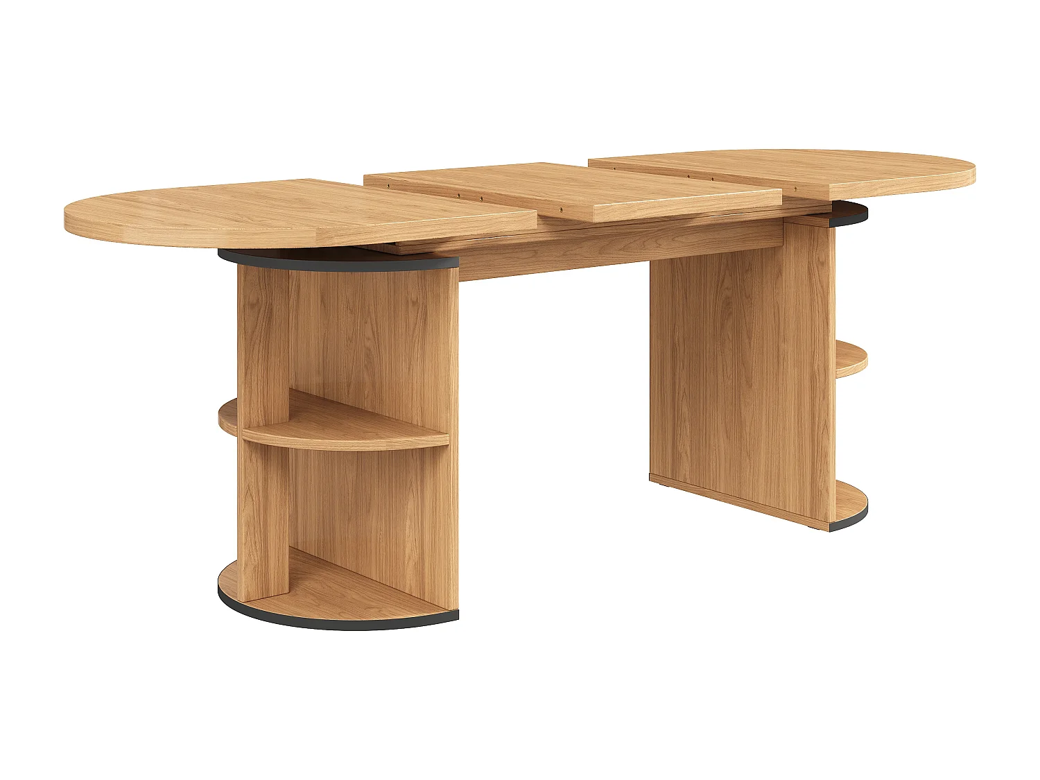 Table à manger extensible - 120/160 x 80 x 76 cm - pour 4 à 6 personnes - avec rangement - MDF - naturel