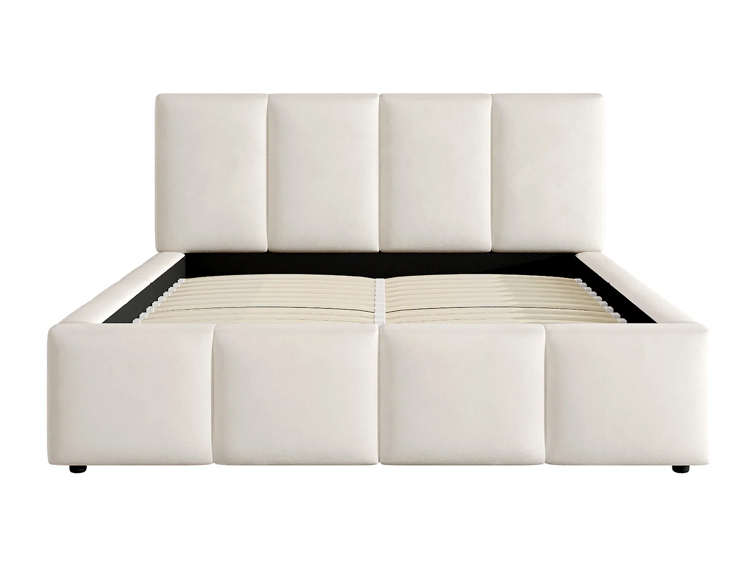 Gepolstertes Doppelbett – 180 x 200 cm – mit Lattenrost und Kopfteil – Chenille – beige