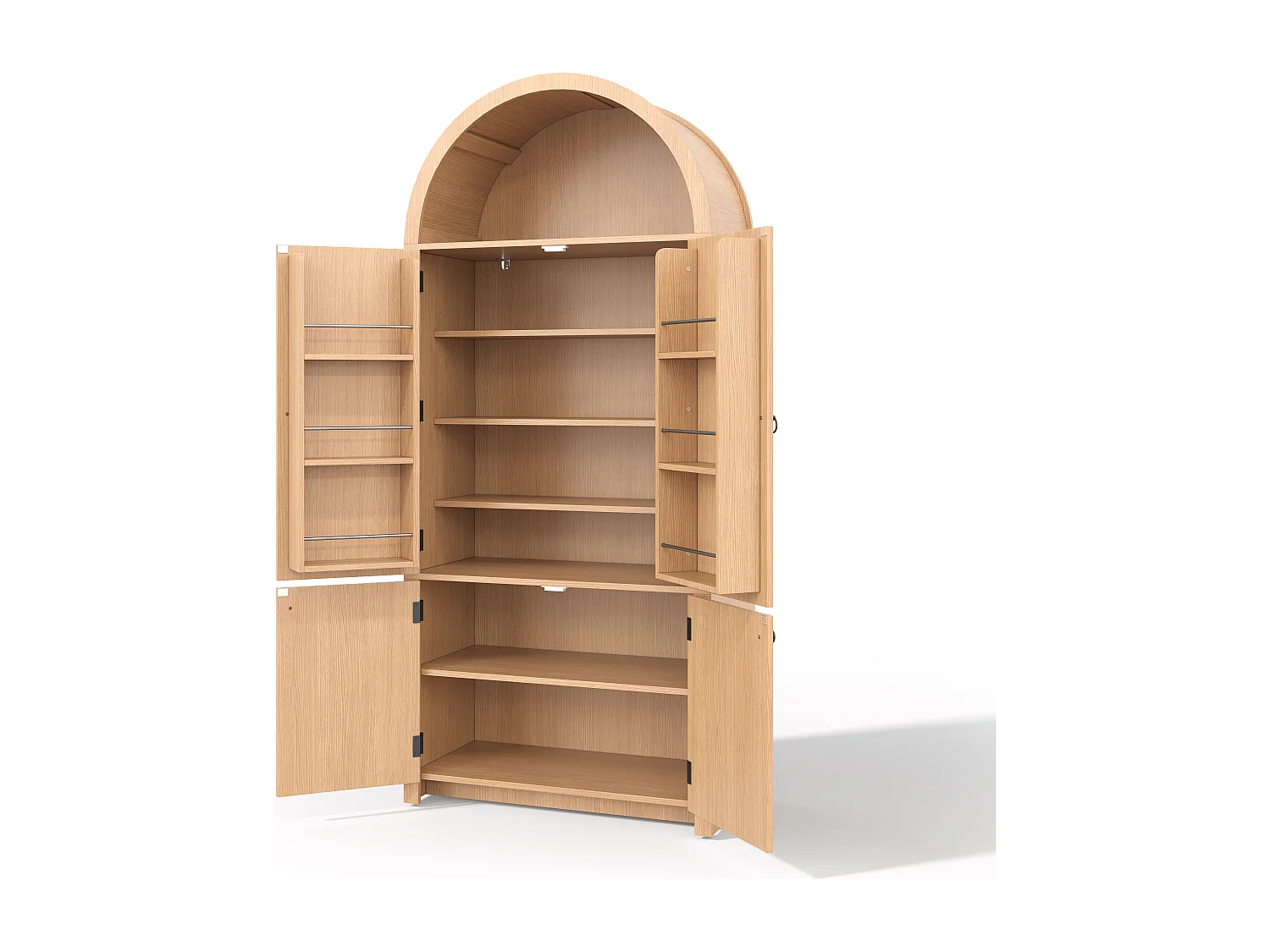 Buffet de cuisine - 80 x 40 x 180 cm - avec portes de rangement + étagère ouverte - MDF - naturel