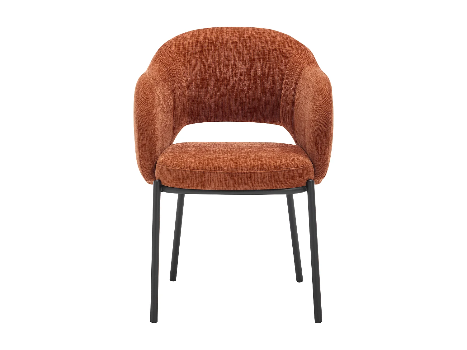 Lot de 6 chaises avec accoudoirs en tissu texturé et métal noir - Terracotta - ACACILIO