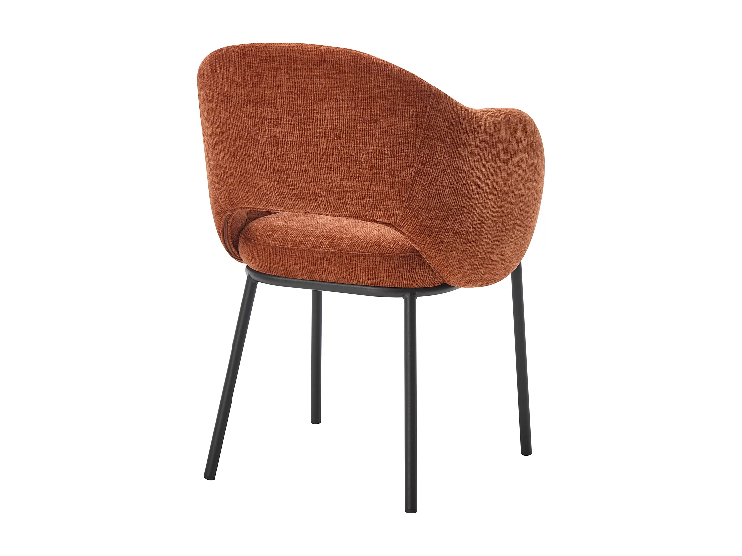 Lot de 6 chaises avec accoudoirs en tissu texturé et métal noir - Terracotta - ACACILIO