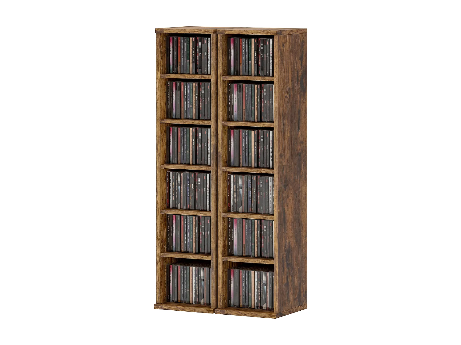 Set 2 scaffali porta cd con ripiani regolabili per 204 cd marrone