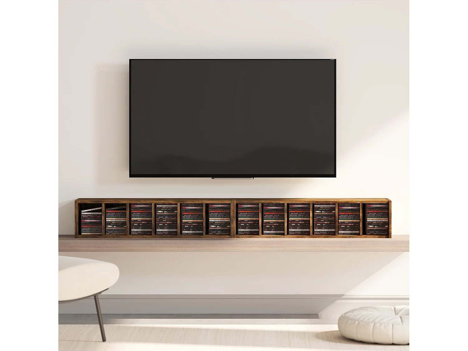 Set 2 scaffali porta cd con ripiani regolabili per 204 cd marrone