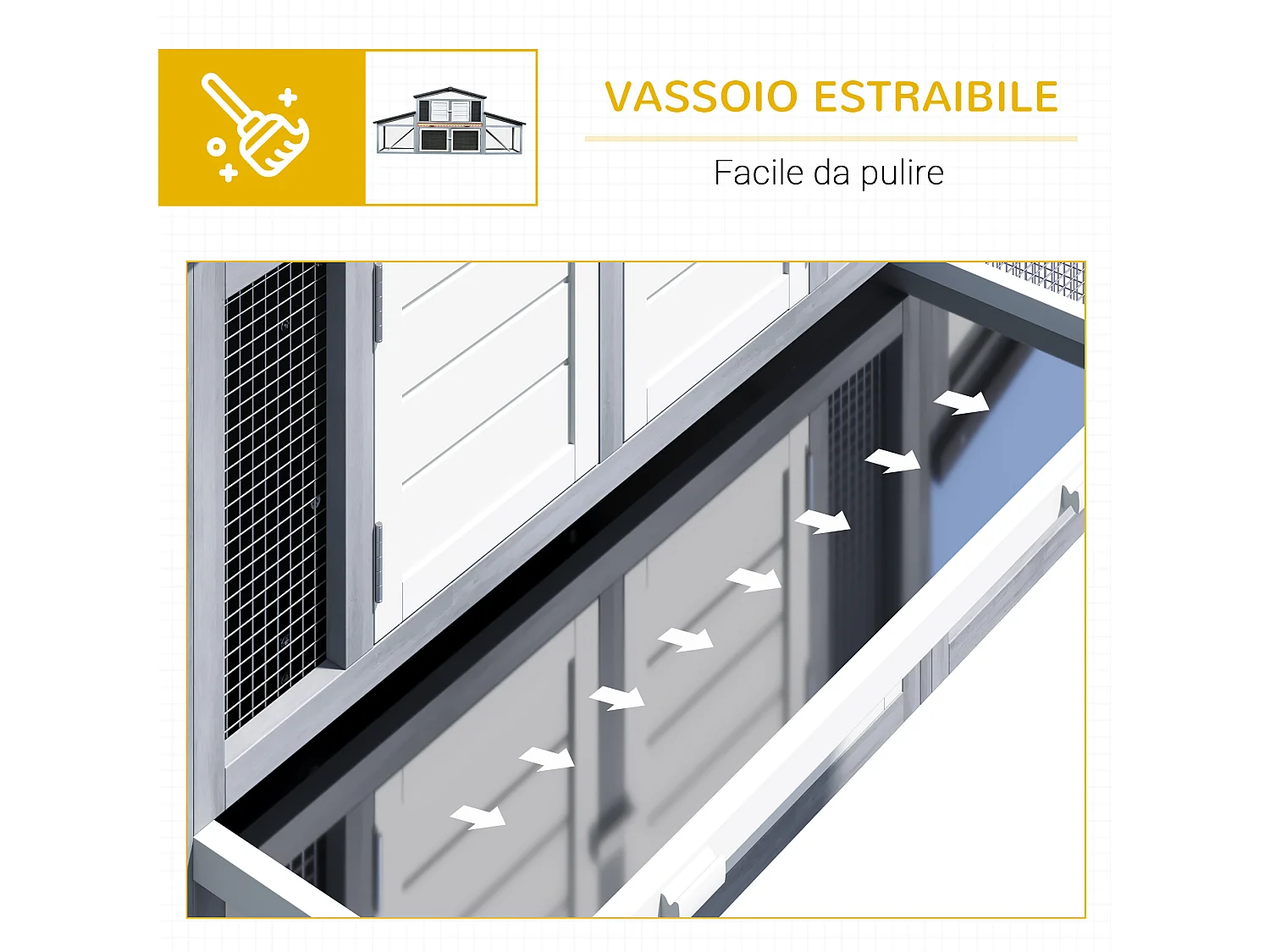 Conigliera da Esterno in Legno Gabbia per 2-3 Conigli o Roditori Bianca