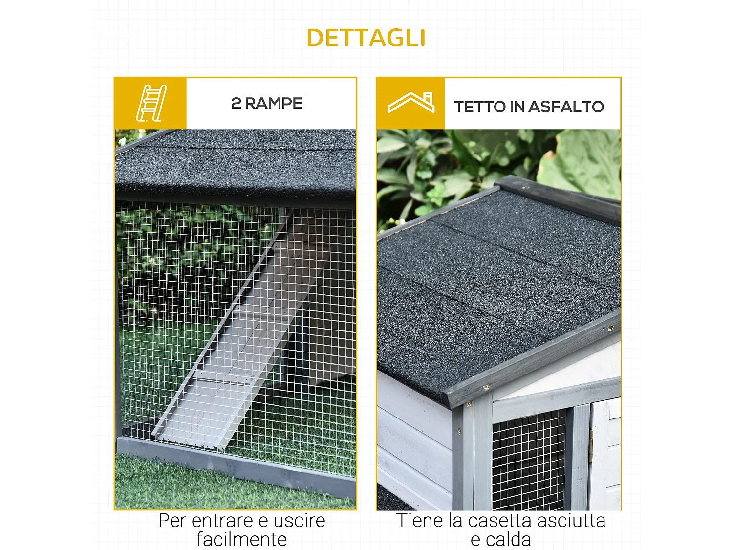 Conigliera da Esterno in Legno Gabbia per 2-3 Conigli o Roditori Bianca