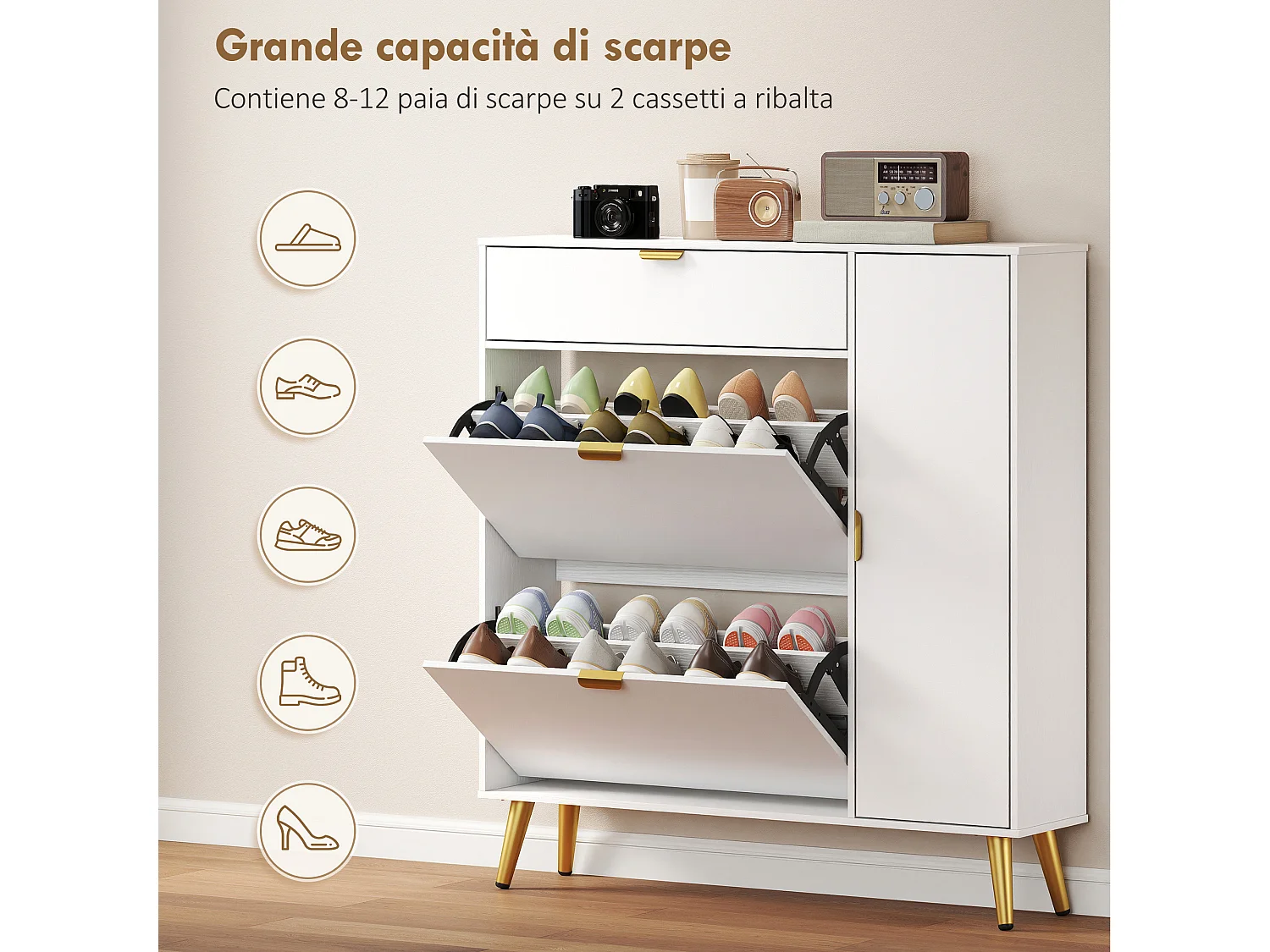 Scarpiera salvaspazio slim 12 paia di scarpe ripiani regolabili