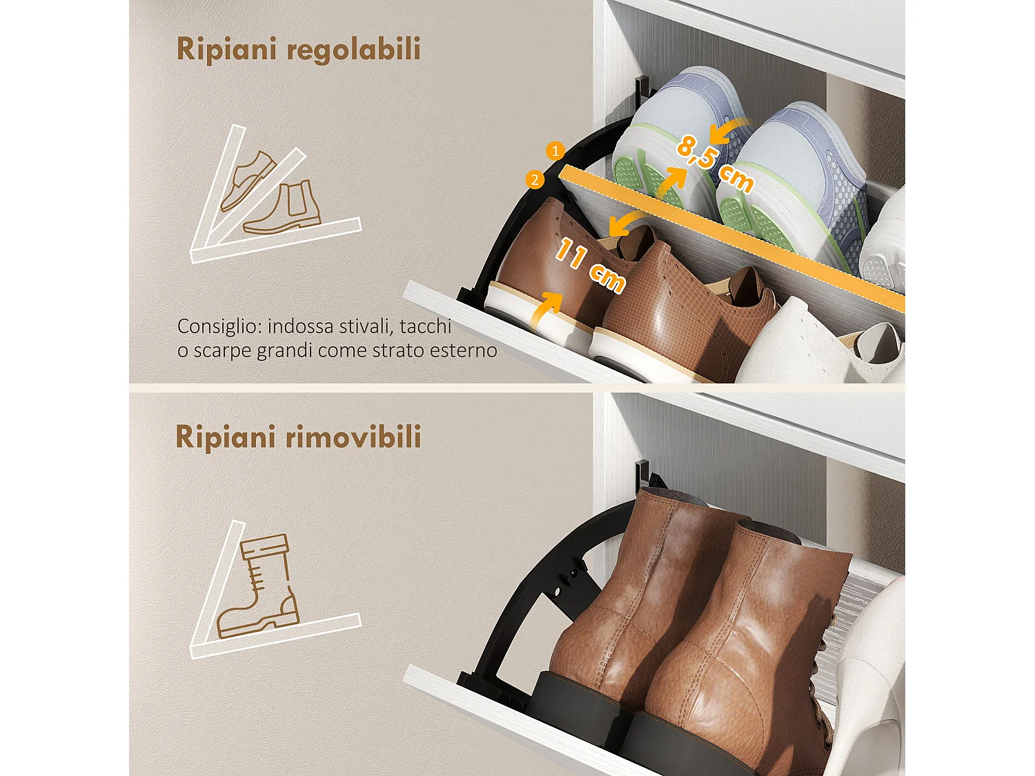 Scarpiera salvaspazio slim 12 paia di scarpe ripiani regolabili