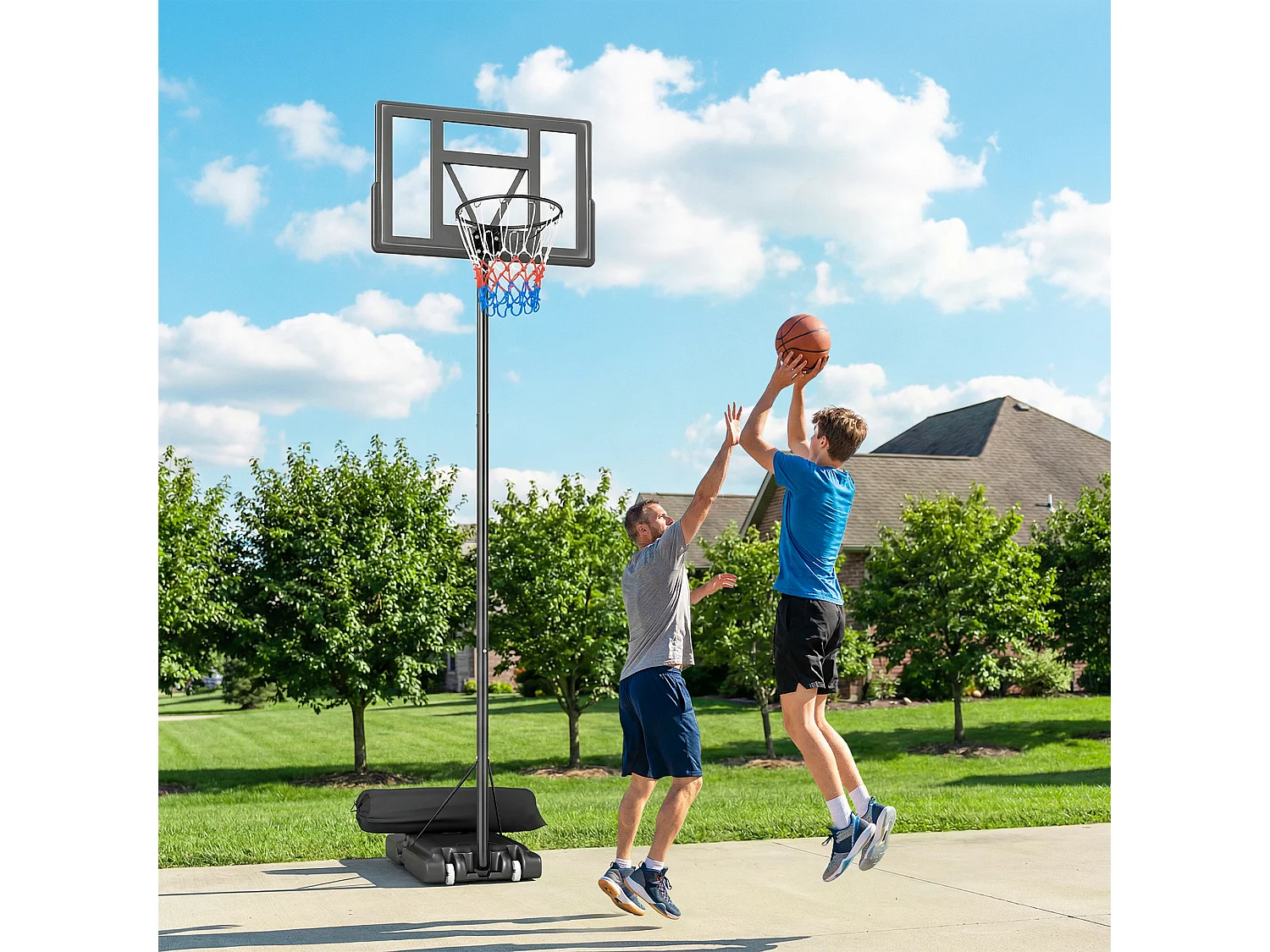 Canestro da basket portatile regolabile acciaio nero