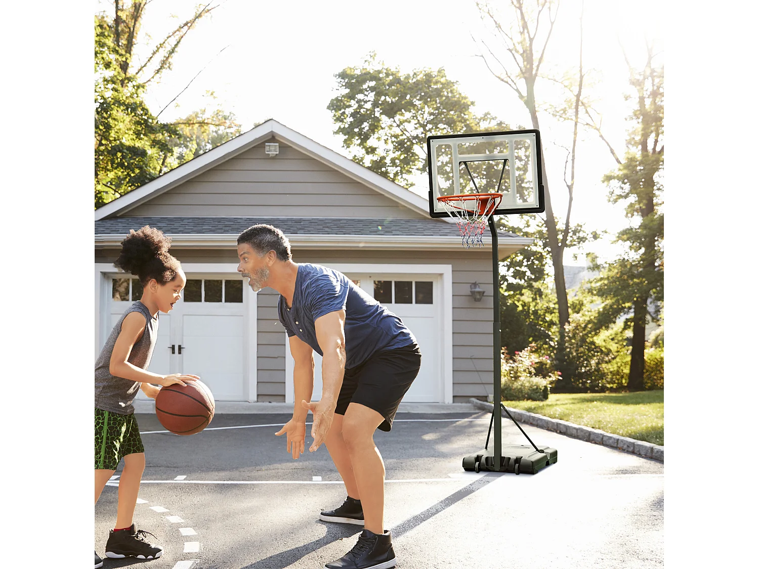 Canestro basket adulti con altezza regolabile 302-352cm nero