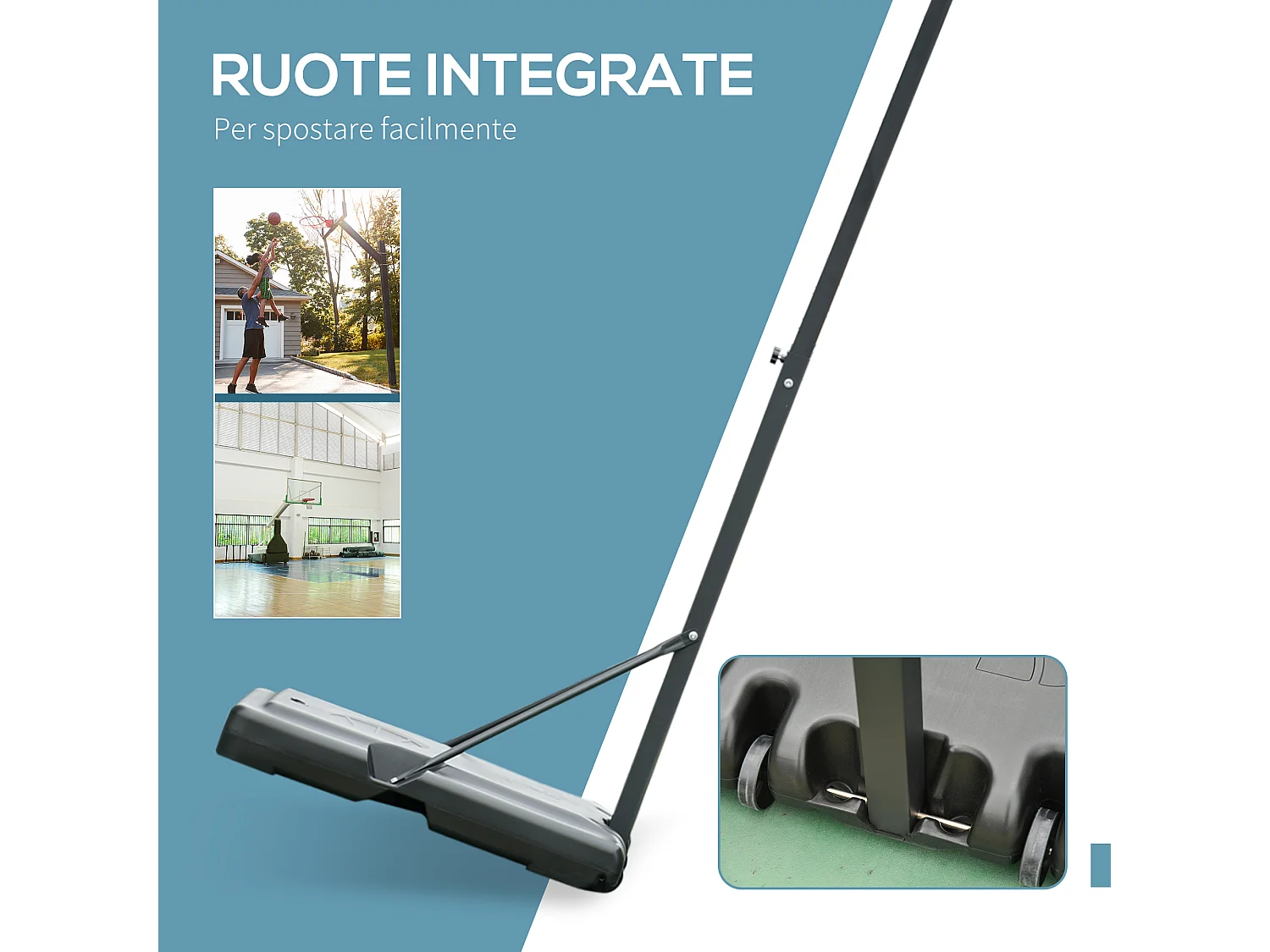 Canestro basket adulti con altezza regolabile 302-352cm nero