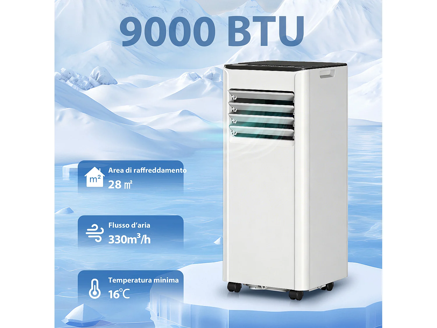 Condizionatore portatile 9000 btu wifi plastica bianco