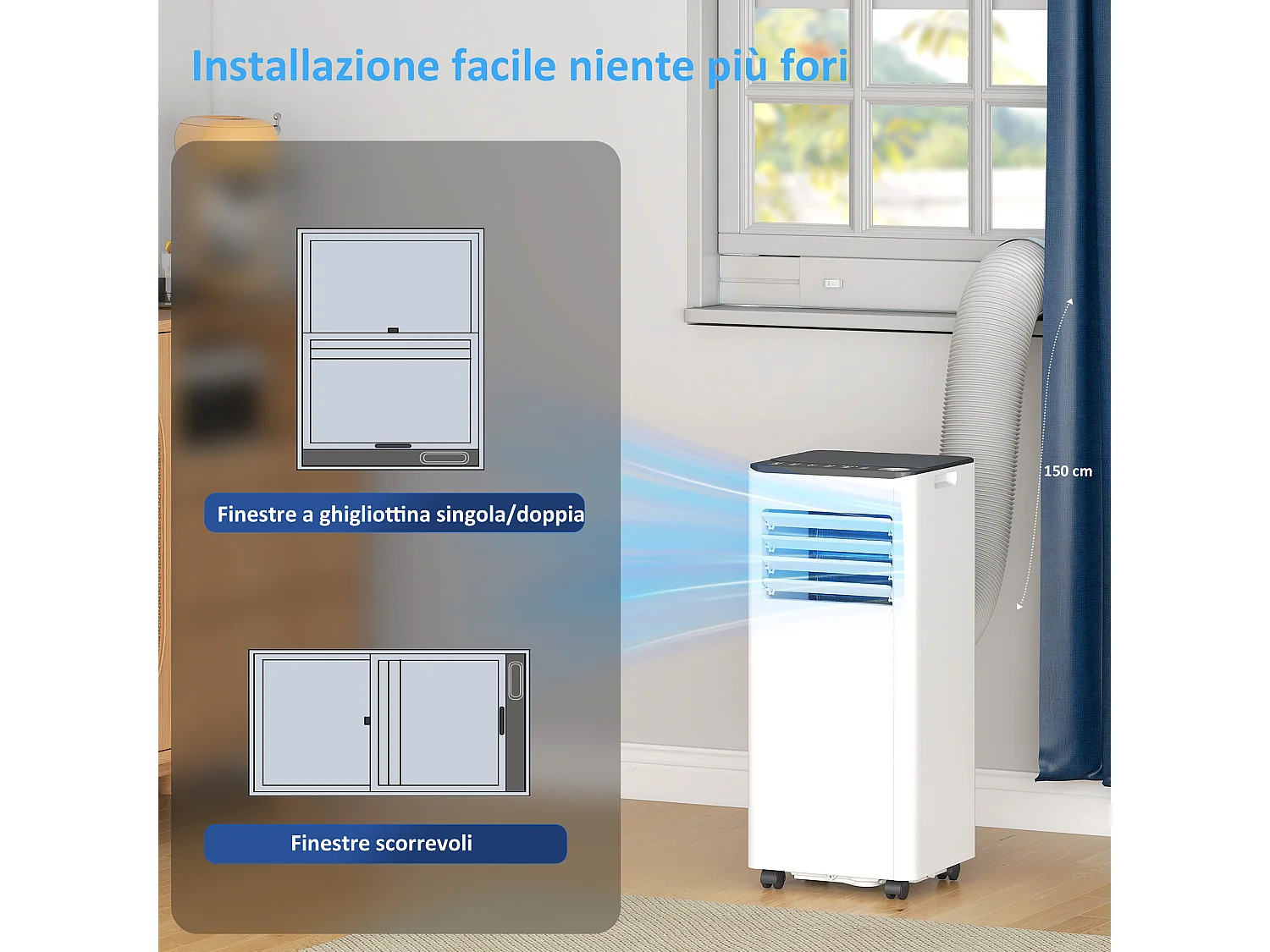 Condizionatore portatile 9000 btu wifi plastica bianco