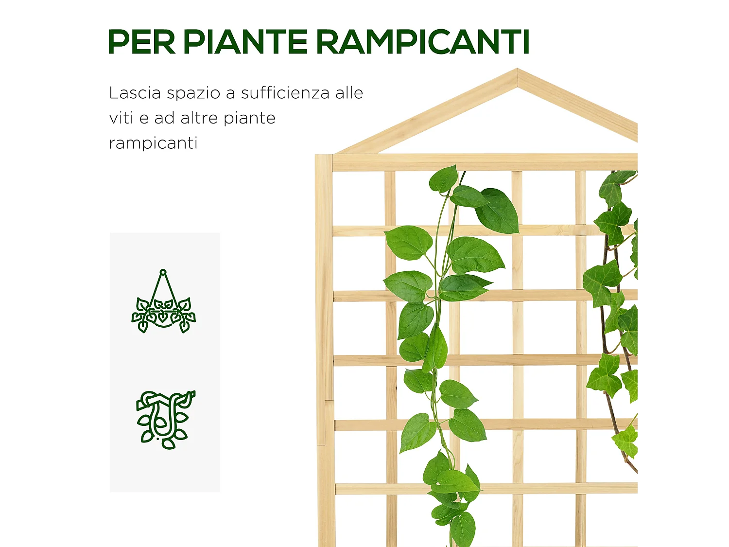 Fioriera con grigliato in legno di abete e fori di drenaggio