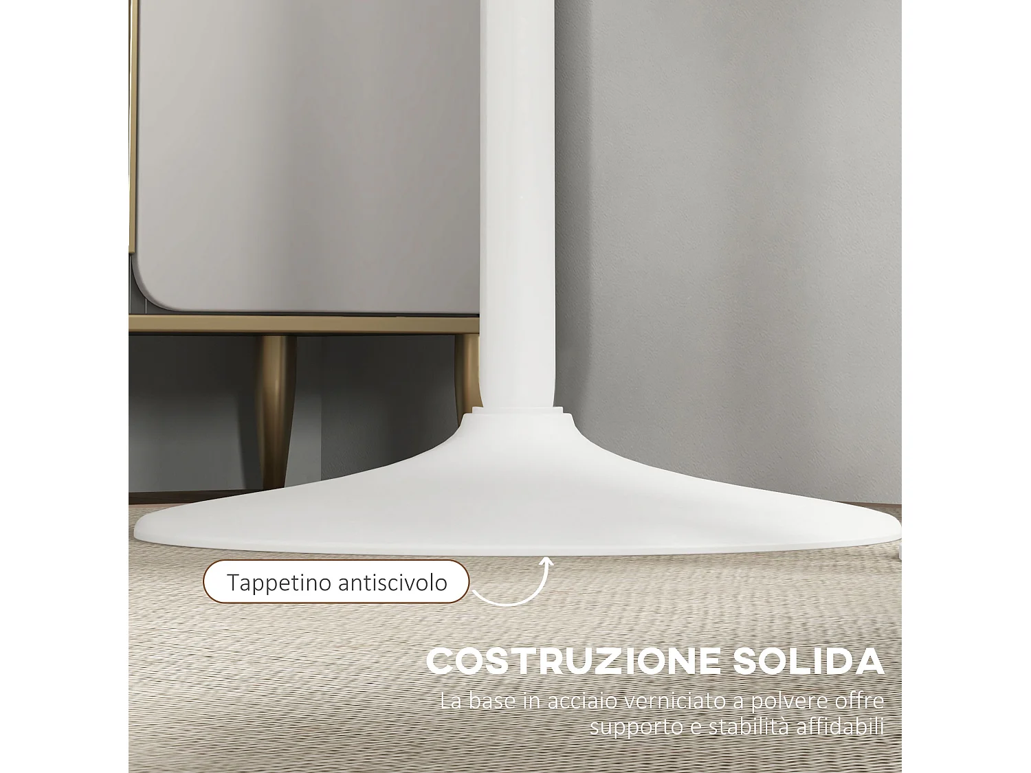 Tavolo bar rotondo alto salvaspazio in acciaio colore bianco