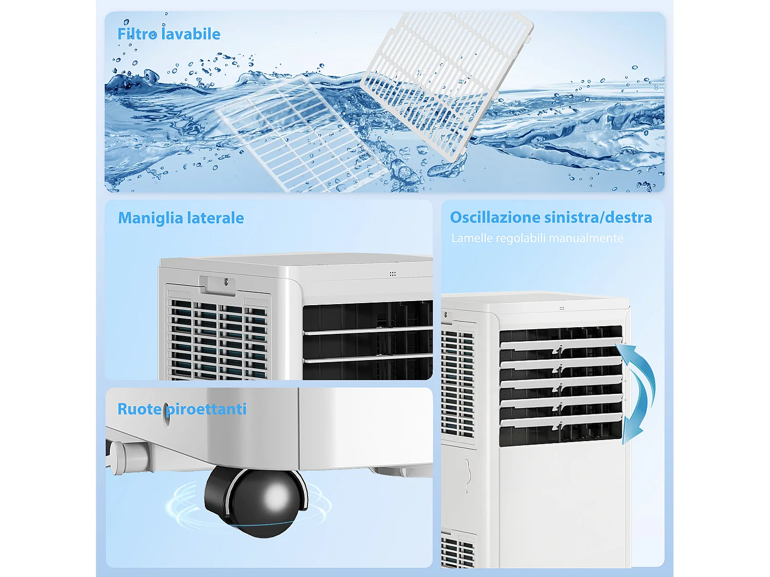 Condizionatore portatile 4 in 1 5000 btu plastica bianco