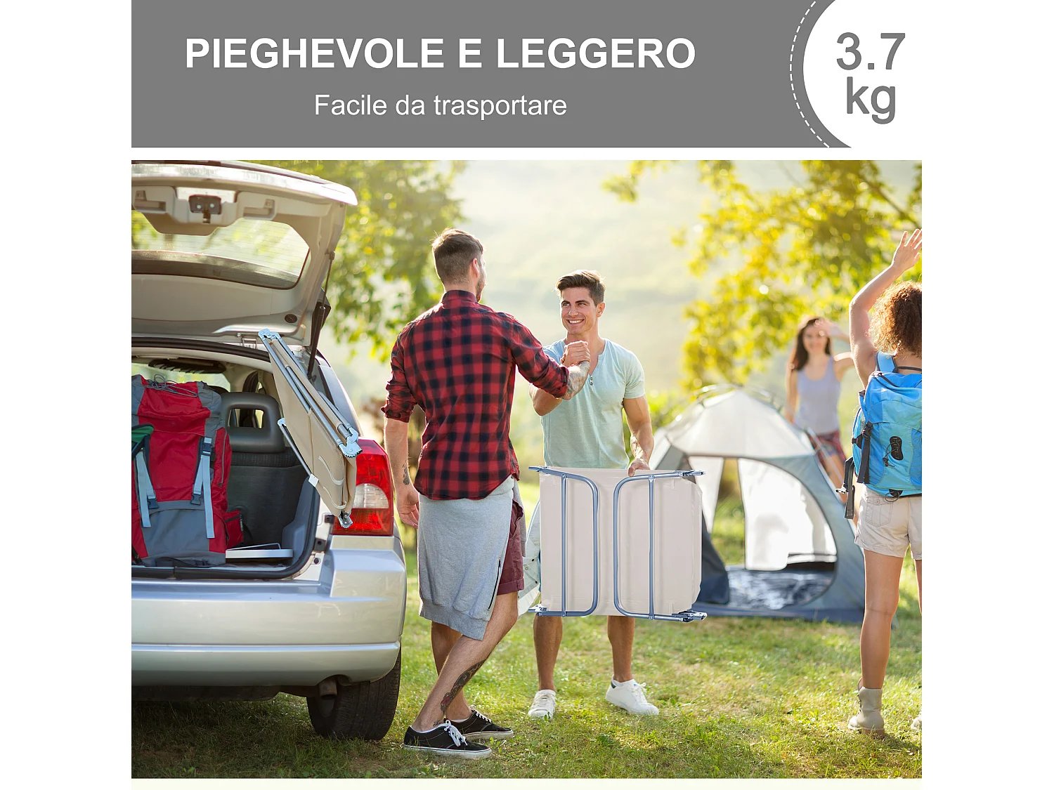 Lettino prendisole pieghevole schienale reclinabile e cuscino