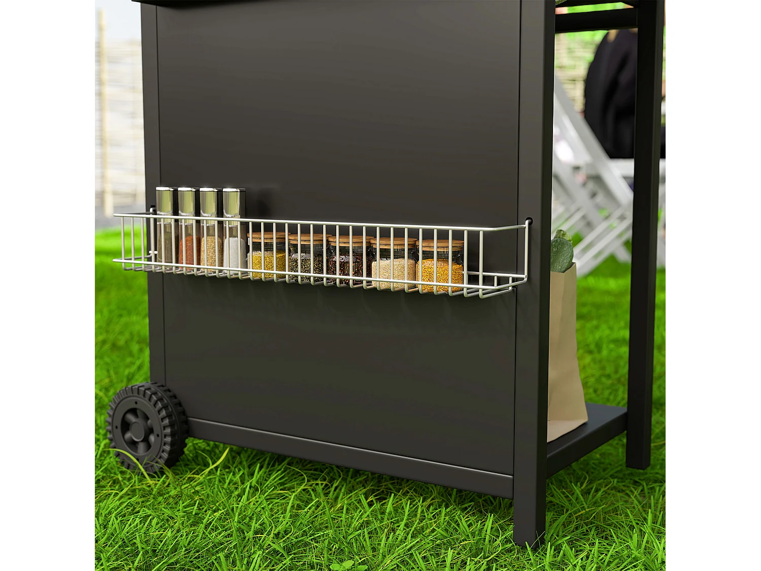 Barbecue a gas con coperchio ruote e bruciatori indipendenti nero