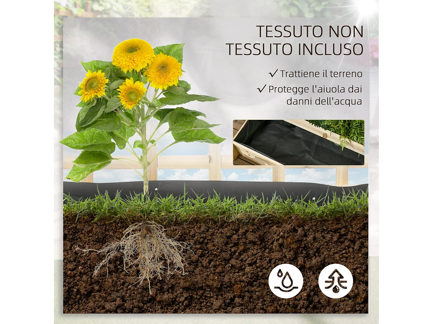 Fioriera da esterno a 3 livelli con grigliato in legno