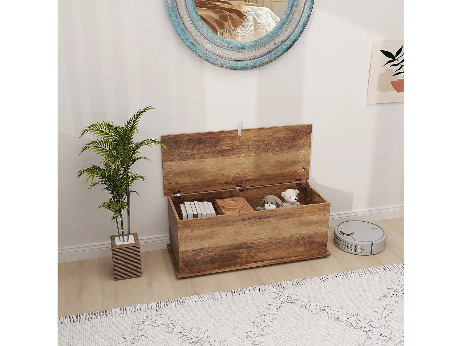 Cassapanca baule con coperchio ribaltabile 100x40x40 cm marrone