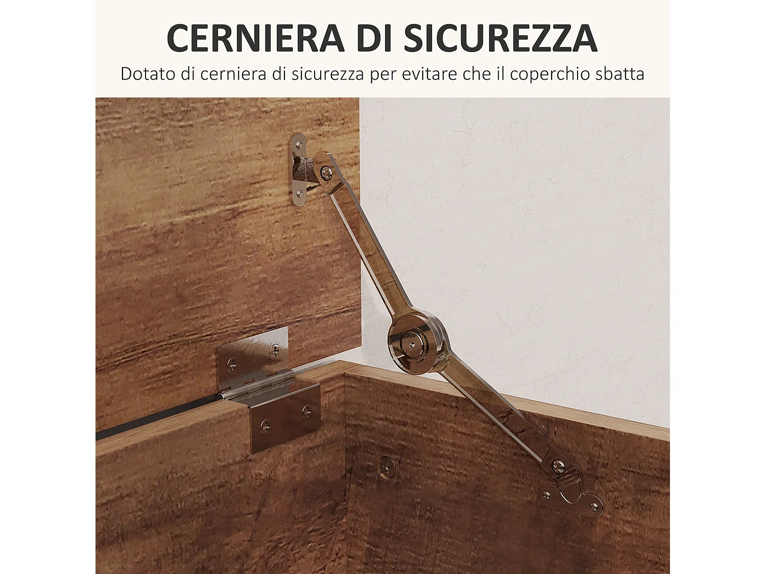 Cassapanca baule con coperchio ribaltabile 100x40x40 cm marrone
