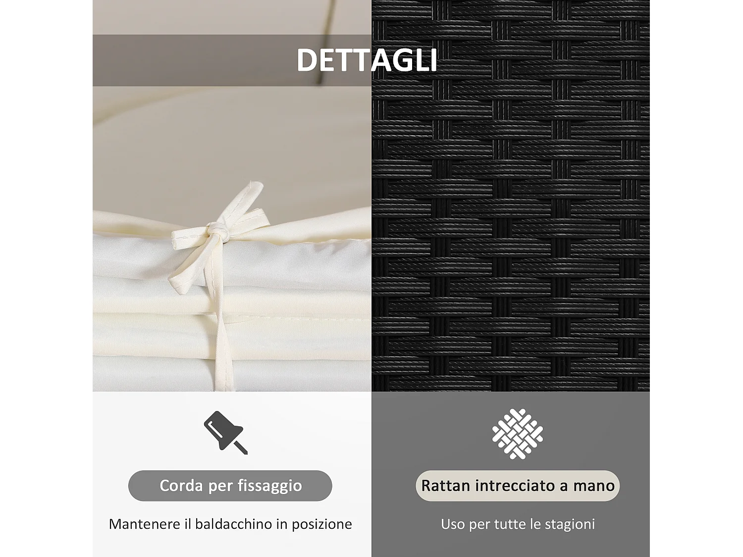 Set 4 Pzi Divano Circolare da Giardino, Mobili Componibili, Nero Beige