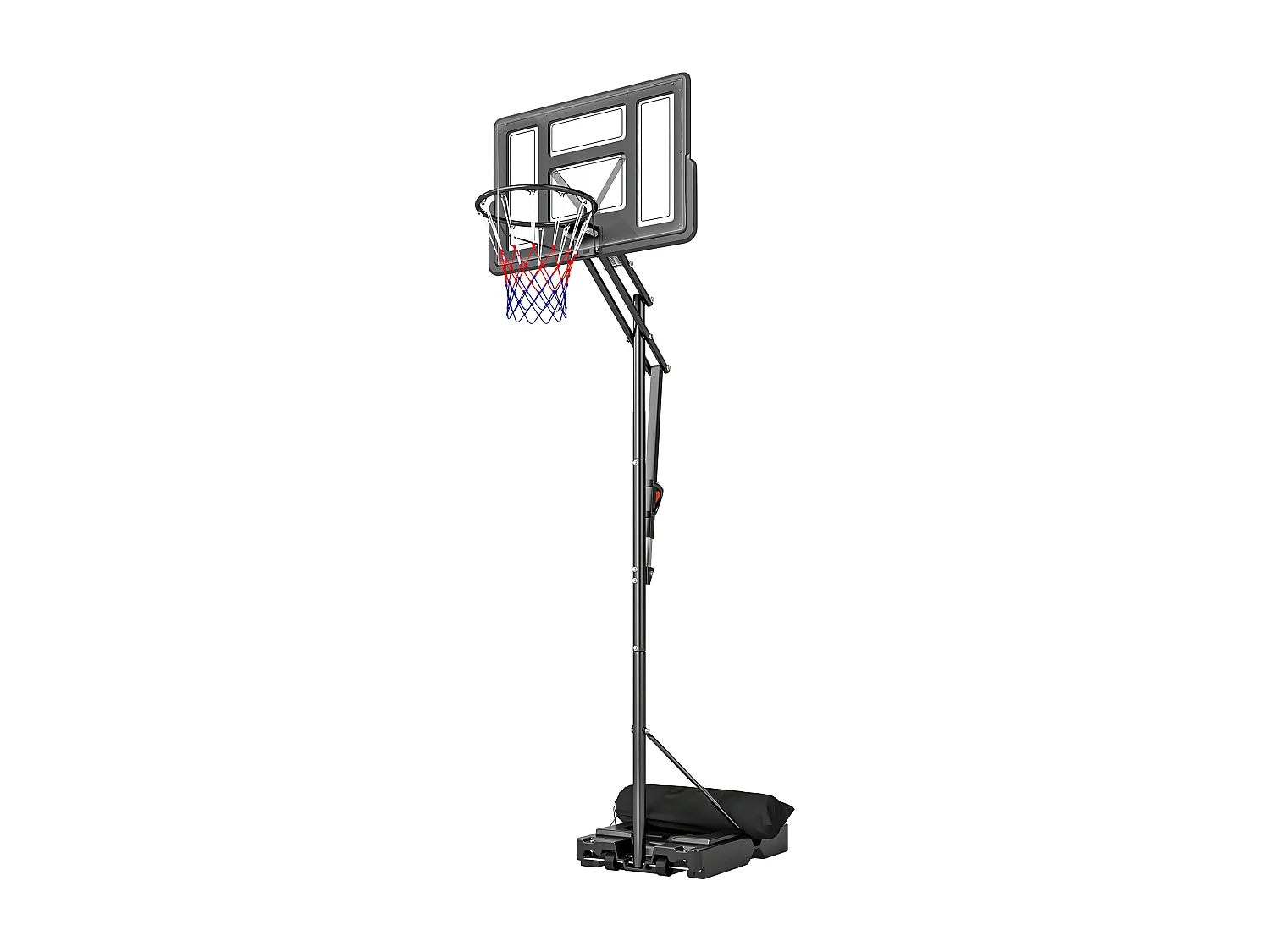 Canestro basket regolabile in altezza portatile con ruote acciaio nero