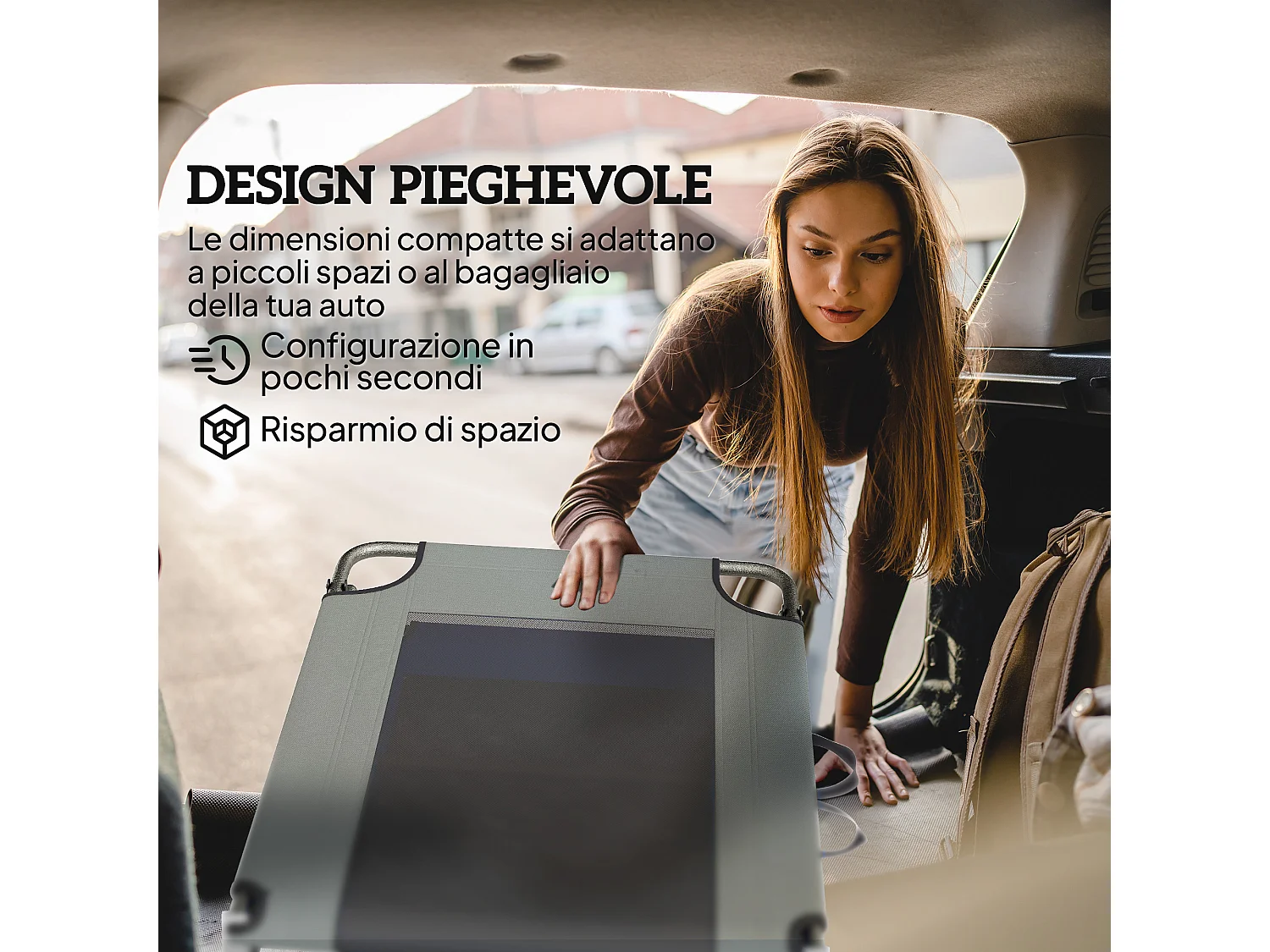Lettino prendisole pieghevole reclinabile in tessuto rete grigio
