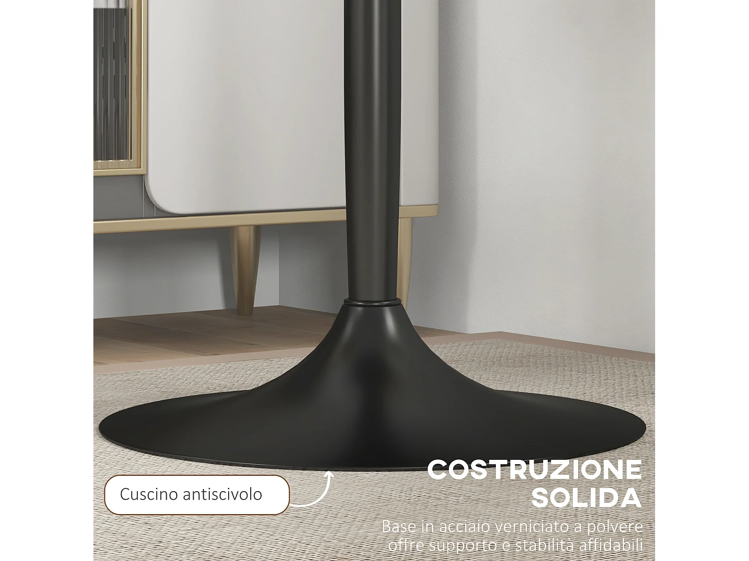 Tavolo bar rotondo salvaspazio moderno con struttura in acciaio nero