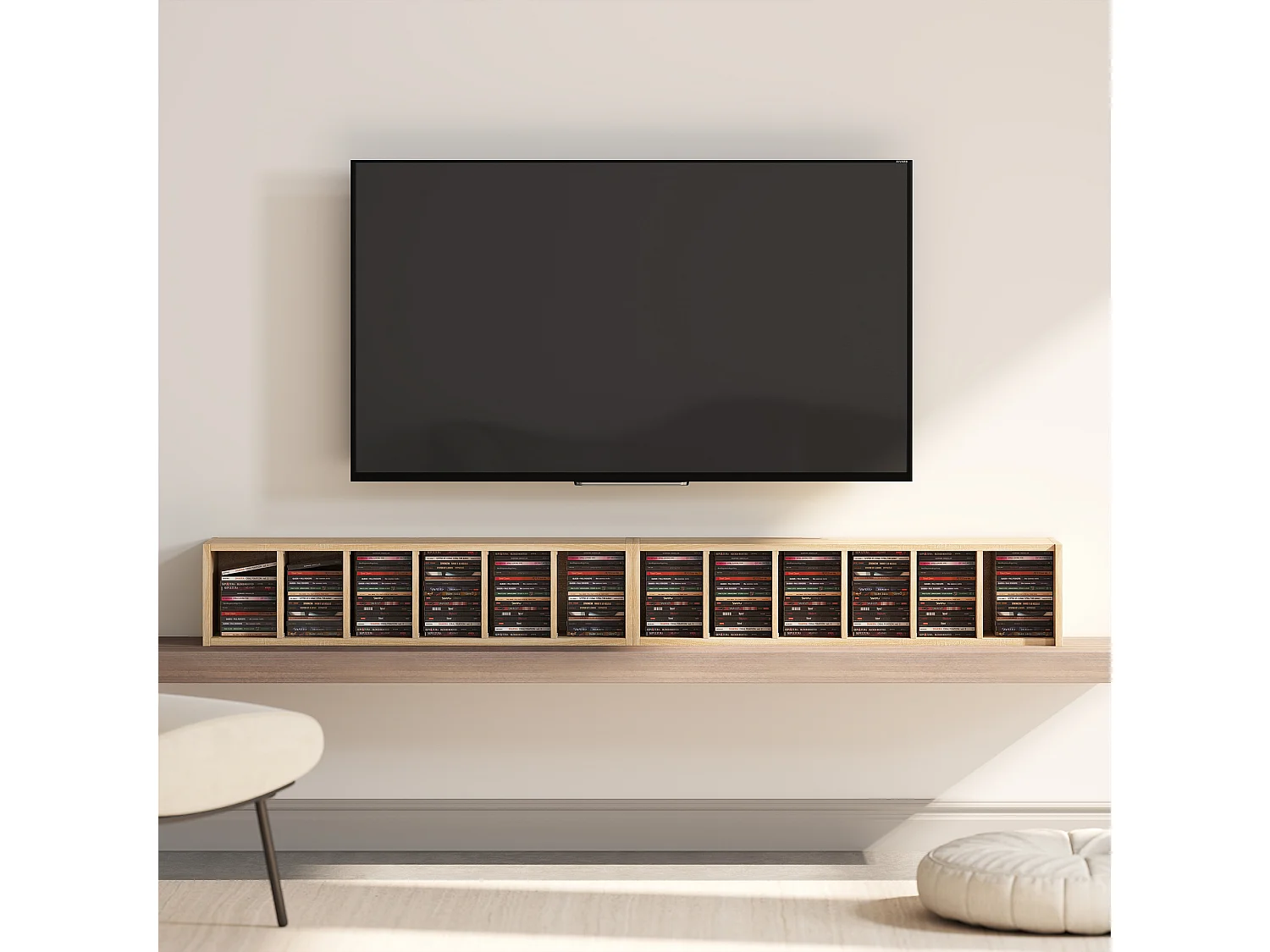 Set 2 scaffali porta cd con ripiani regolabili per 204 cd rovere