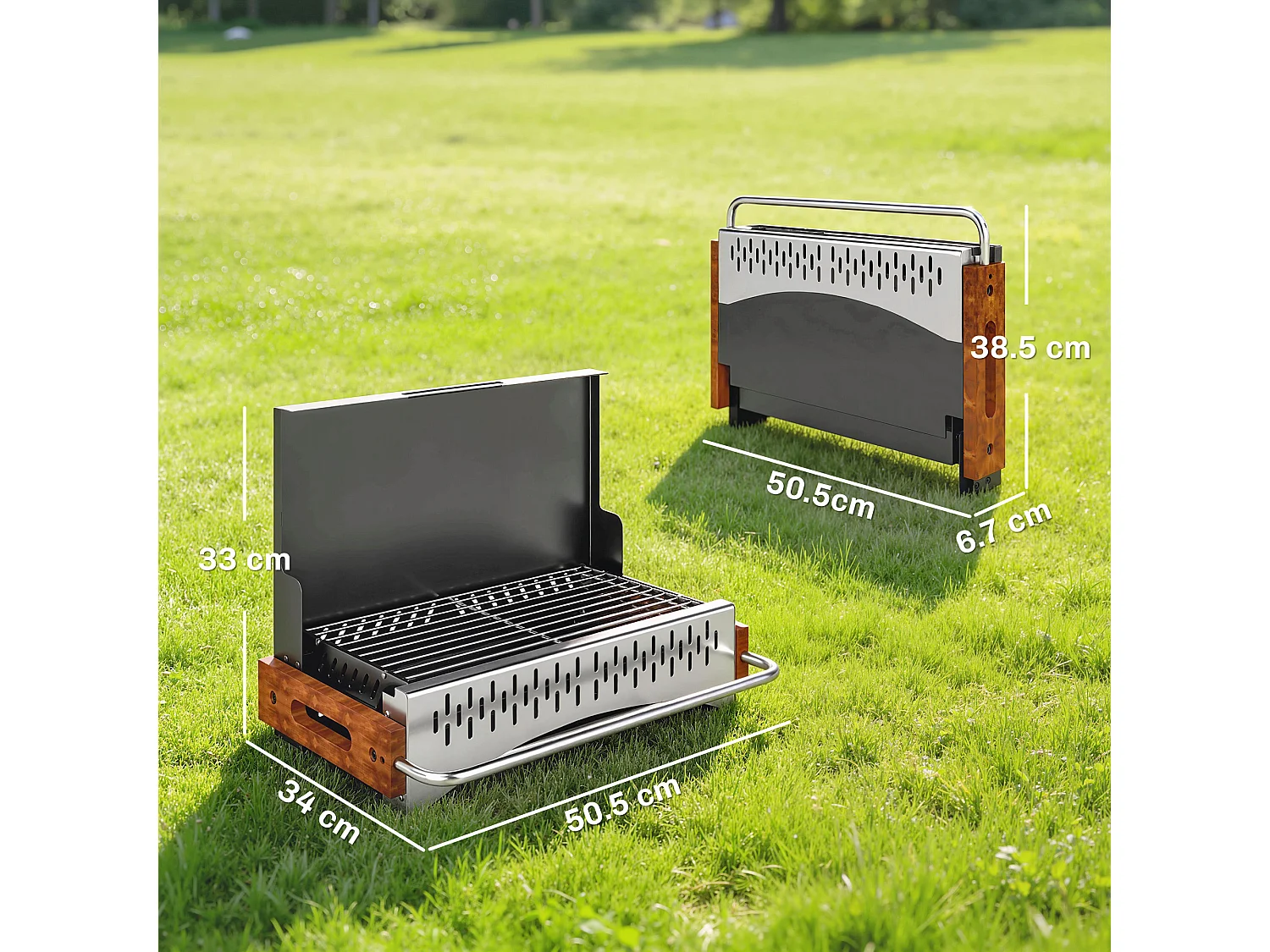 Barbecue portatile a carbone con vassoio rimovibile nero
